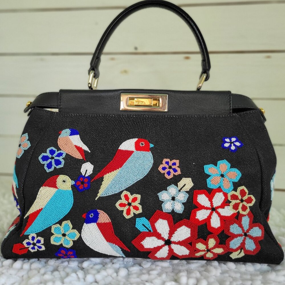 Fendi Peekaboo Medium Satchel – Denim QuTweet Beaded Limited Edition